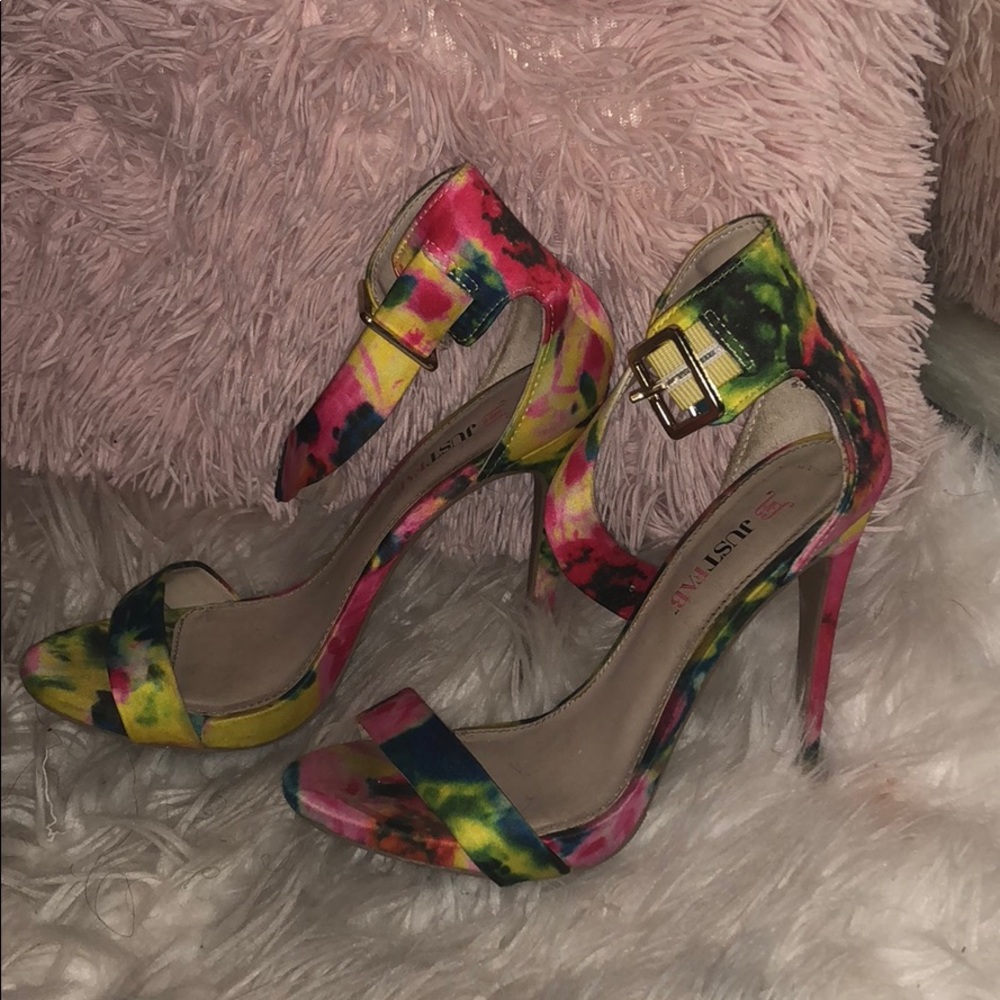 Multi-Colored Open-Toe Heels